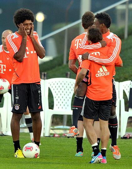 Die Bayern beim Abendtraining.