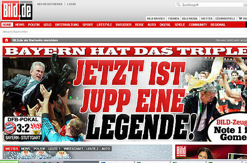Das schreiben die Websiten der deutschen Zeitungen und Magazine zum DFB-Pokalfinale und dem Triple des FC Bayern München.
