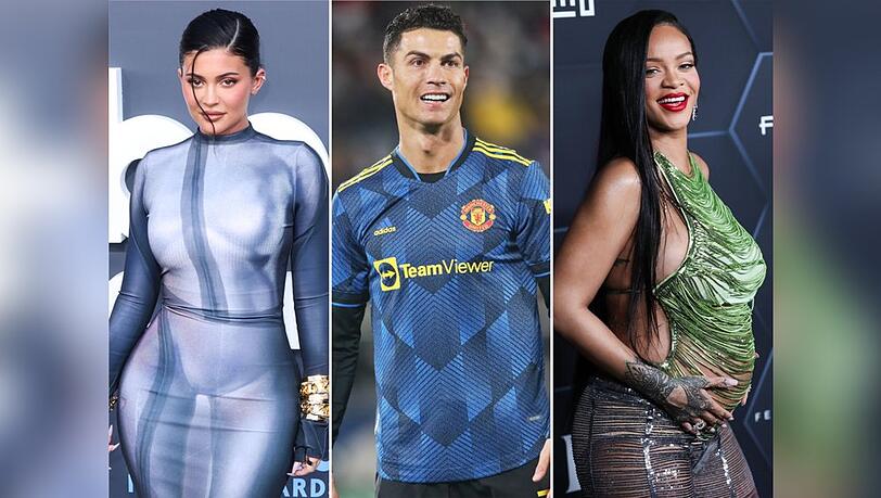 Mutter- und Vaterfreuden bei Kylie Jenner, Cristiano Ronaldo und Rihanna (v.l.n.r.).