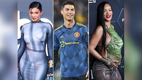 Mutter- und Vaterfreuden bei Kylie Jenner, Cristiano Ronaldo und Rihanna (v.l.n.r.).
