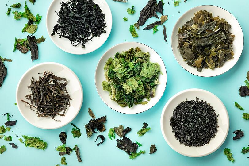 Algen sind vor allem in Asien weit verbreitet. Dabei werden sie wie Spinat verwendet oder zerkleinert als Gew&uuml;rz in Salaten, Suppen und Eint&ouml;pfen verkocht. Kombu Algen im Kochwasser f&uuml;r Reis und H&uuml;lsenfr&uuml;chte machen diese besser verdaulich. Weitere beliebte Sorten sind Wakame (w&uuml;rzig), Nori (mild) und Dulse (rauchig). Doch beachten Sie, dass Algen einen hohen Jodgehalt haben.