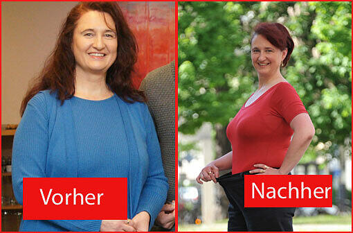 Solveig Bobenz geht mit 12,5 Kilo weniger auf den Rippen (rechts) nun wieder mit gutem Gefühl ins Freibad. Sie will noch acht Kilo abnehmen.