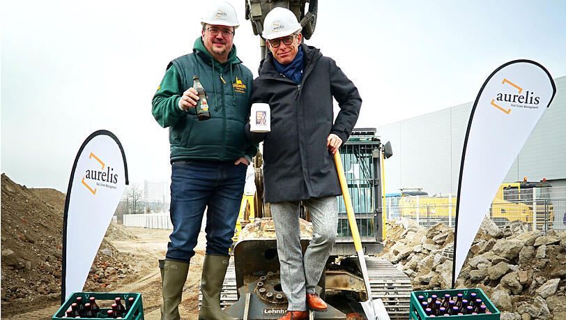 Giesinger-Gründer Steffen Marxl.) und Stefan Wiegand von der Aurelis, die die Brauhalle baut. Giesinger-Gründer Steffen Marxl.) und Stefan Wiegand von der Aurelis, die die Brauhalle baut.