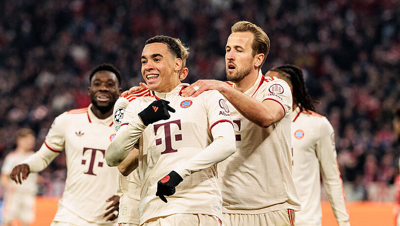 Sorgten für den ersten Sieg gegen Bayer-Coach Xabi Alonso: Harry Kane und Jamal Musiala.