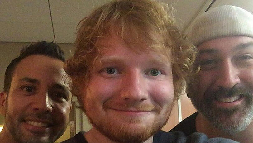 Ed Sheeran hat große Pläne mit den Ex-Teenie-Stars Howie Dorough (li) und Joey Fatone Ed Sheeran hat große Pläne mit den Ex-Teenie-Stars Howie Dorough (li) und Joey Fatone