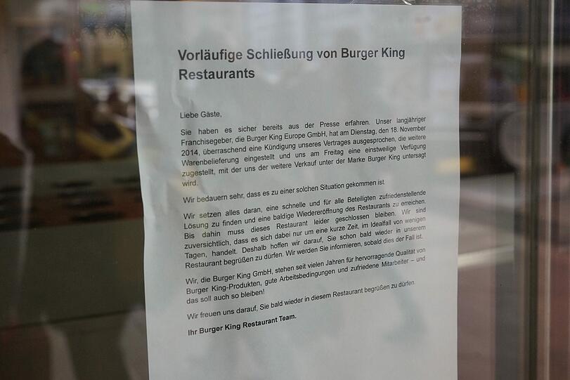 Auf unbestimmte Zeit geschlossen: Die beiden Burger-King-Filialen am Hauptbahnhof.
