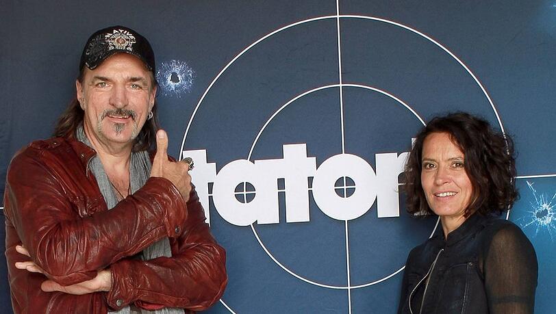 Andreas Hoppe und Ulrike Folkerts w&auml;hrend eines Set- und Pressetermins zu einem SWR-"Tatort" im Jahr 2014.