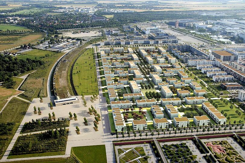 Ein Luftbild der Messestadt Riem aus dem Jahr 2010.