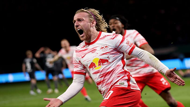 Leipzigs Emil Forsberg jubelt nach seinem Treffer zum 2:1 gegen Union Berlin.