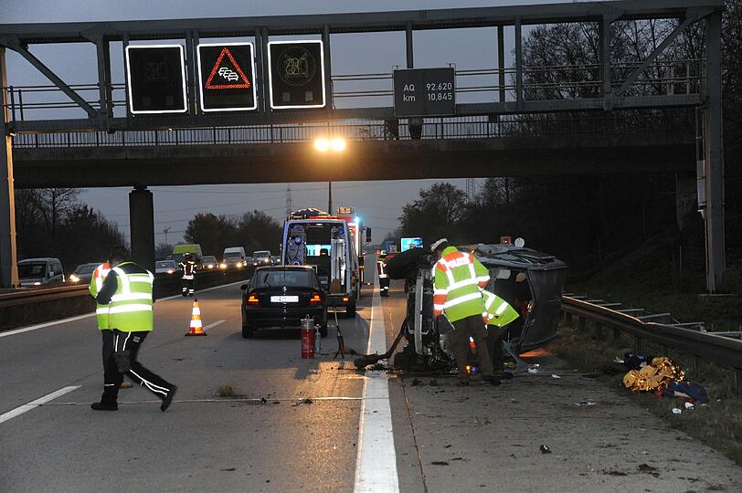 Die Unfallstelle auf der A 92 nahe Unterschleißheim.