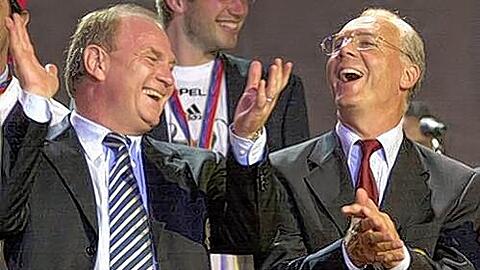 &bdquo;Wir sind wieder die besten Freunde&ldquo;: Franz Beckenbauer über sein Verhältnis zu seinem Nachfolger Uli Hoeneß (l.).