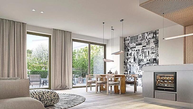 Haus mit Garten mitten in der Stadt: Auch zwei Townhouses entstehen im Rahmen des Projekts.  Visualisierung: Monvest