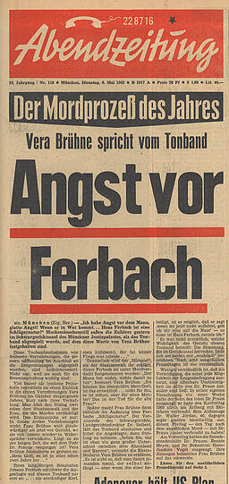 Die AZ begleitet den Fall: der Titel der Ausgabe vom 8. Mai 1962.