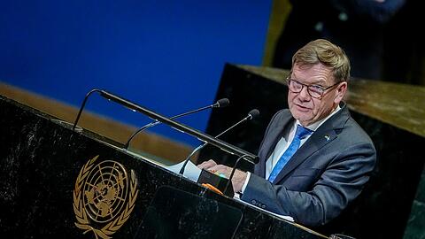 Au&szlig;enminister Johann Wadephul (CDU) w&auml;hrend der Generaldebatte der Vereinten Nationen im September in New York.