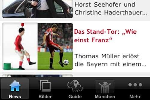 Die Tab-Leiste am unteren Bildschirmrand lässt sich individuell gestalten. Mit Ausnahme der Bereiche "News" und "Mehr" können Sie alle übrigen Punkte nach ihren bevorzugten Themengebieten wählen.