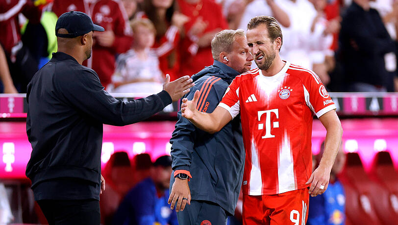 Weitere Bestmarken im Blick: Bayern-Trainer Vincent Kompany (l.) und Topstürmer Harry Kane.