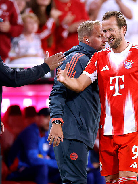 Weitere Bestmarken im Blick: Bayern-Trainer Vincent Kompany (l.) und Topstürmer Harry Kane.