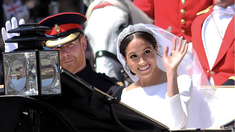 Mai 2018: Prinz Harry und Meghan Markle heirateten auf Windsor Castle. Mai 2018: Prinz Harry und Meghan Markle heirateten auf Windsor Castle.