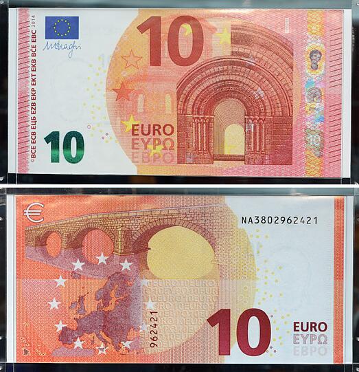So sieht er aus: Die EZB hat in Frankfurt/Main den neuen Zehn-Euro-Schein präsentiert.
