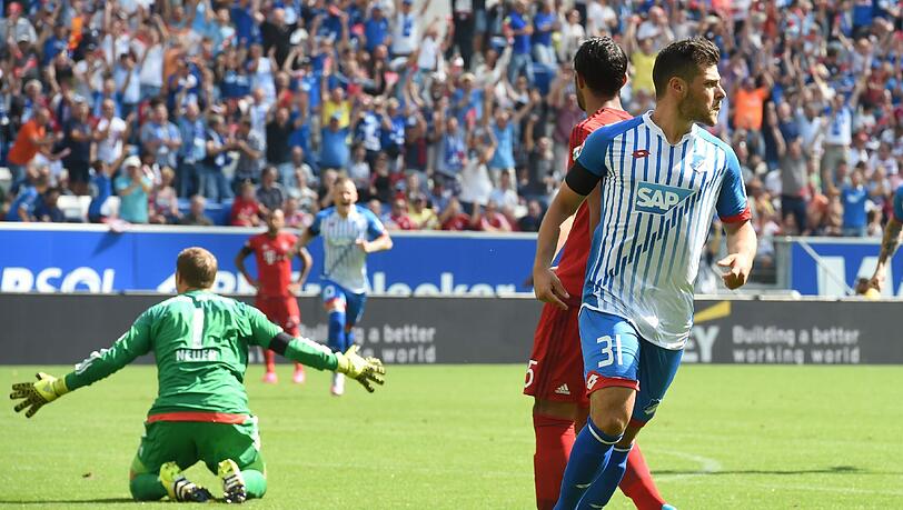 Hoffenheims Kevin Volland brauchte nur neun Sekunden für sein Tor gegen den FC Bayern München. Hoffenheims Kevin Volland brauchte nur neun Sekunden für sein Tor gegen den FC Bayern München.