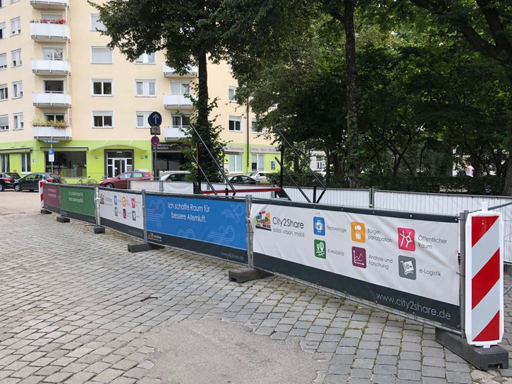 Mobilitätsstation am Glockenbach: Seit einem Jahr tut sich hier nichts.