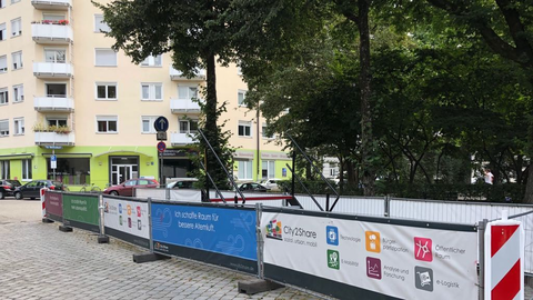 Mobilitätsstation am Glockenbach: Seit einem Jahr tut sich hier nichts.