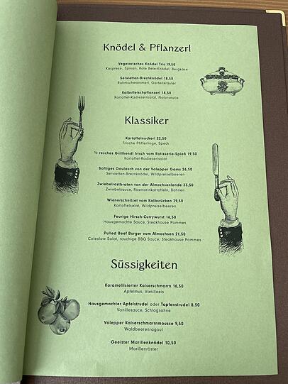 Die Speisekarte im Bedienbereich. Die Speisekarte im Bedienbereich.