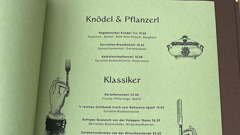 Die Speisekarte im Bedienbereich. Die Speisekarte im Bedienbereich.