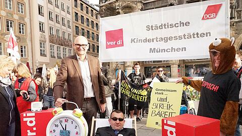 Verdi hat zum Warnstreik gerufen: Unter anderem in München fordern Kita-Mitarbeiter mehr Lohn.