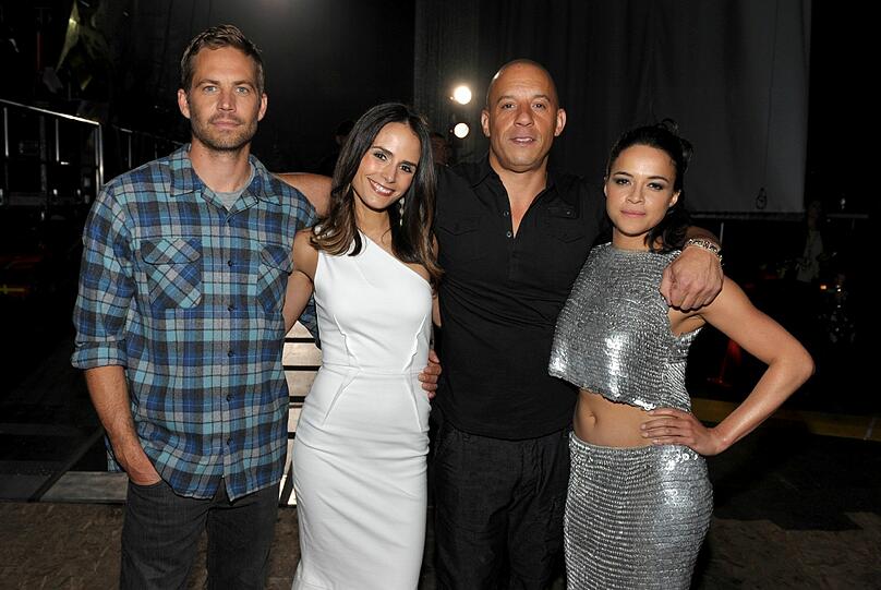 Die Besetzung von "Fast & Furious 6,": (Von links) Paul Walker, Jordana Brewster, Vin Diesel and Michelle Rodriguez