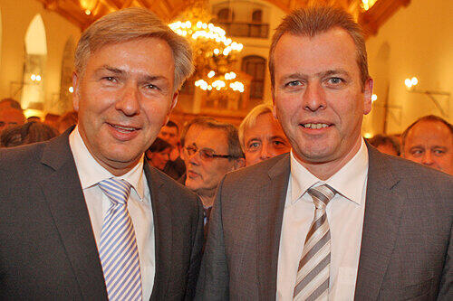 Im Schönen Saal beim SPD-Jahresempfang: Berlins Bürgermeister Klaus Wowereit (li.) mit seinem Nürnberger Kollegen Ulrich Maly.