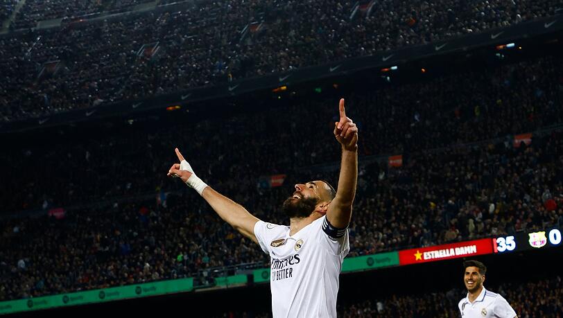 Steuerte beim 4:0 in Barcelona drei Tore bei: Real-Stürmer Karim Benzema. Steuerte beim 4:0 in Barcelona drei Tore bei: Real-Stürmer Karim Benzema.