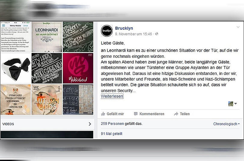 "Liebe Gäste, an Leonhardi kam es zu einer unschönen Situation an der Tür..." So beginnt der Hilferuf der Club-Betreiber auf deren Facebook-Seite.