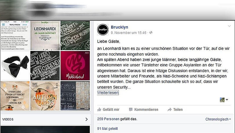 "Liebe Gäste, an Leonhardi kam es zu einer unschönen Situation an der Tür..." So beginnt der Hilferuf der Club-Betreiber auf deren Facebook-Seite.