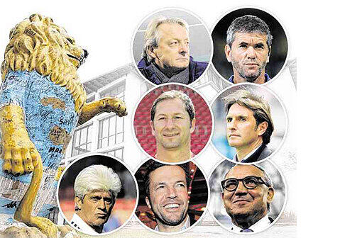 Den Löwen im Visier? Lorenz Köstner, Friedhelm Funkel (oben), Franco Foda, Bruno Labbadia (Mitte), Werner Lorant, Lothar Matthäus, Felix Magath (unten).