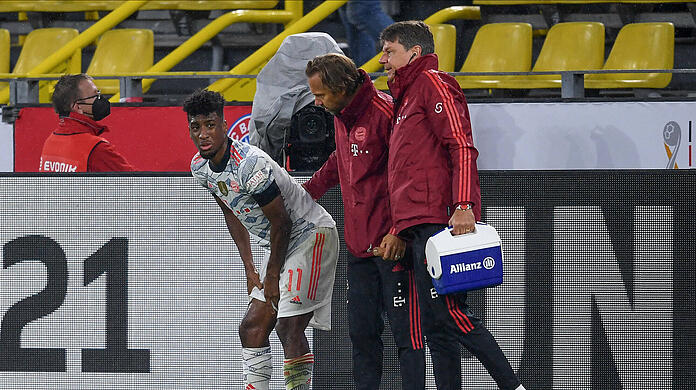 Kingsley Coman sollte gegen Barcelona eingewechselt werden, hatte aber vorher noch etwas zu erledigen. (Archivbild)