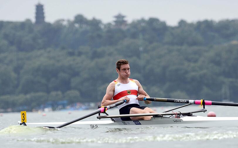 Tim Ole Naske auf dem Weg zur Goldmedaille bei den Olympischen Jugendspielen in Nanjing.