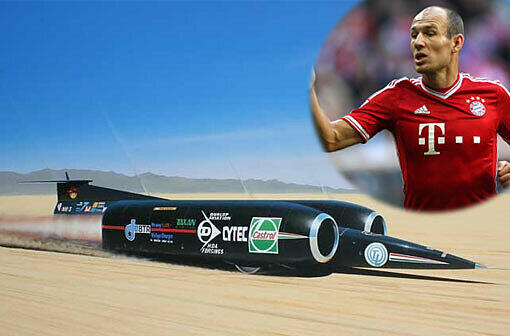 Robben, der Vollgas-TypDas motorisierte Pendant zu Arjen Robben ist das von zwei Rolls-Royce-Turbinen angetriebene Thrust SSC, das nur ein Gas kennt: Vollgas! Mit 1227 km/h stellte der Prototyp 1997 einen Rekord auf. Und Robben hat mit dem Siegtor in Wembley irgendwie ja auch die Schallmauer durchbrochen.