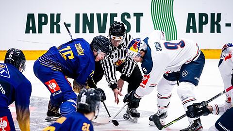 Zwei Stars am Bully: Arttu Ilomäki (links) von Lukko Rauma und Ben Street vom EHC Red Bull gehören zu den Topcentern in der CHL.