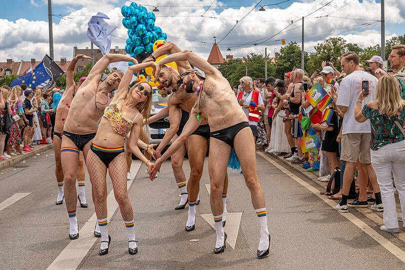 Isarhechte München, der einzige queere Schwimmverein Münchens, beim CSD 2025.