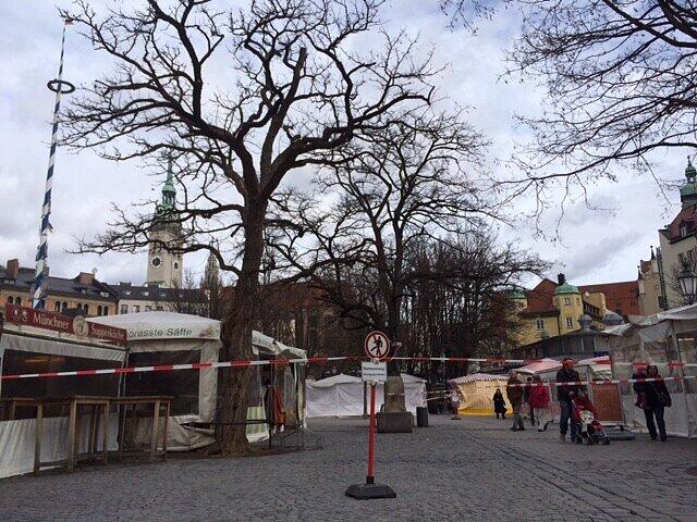 Auf dem Viktualienmarkt bleiben heute 30 von 110 Ständen geschlossen, unter anderem der Obstmarkt und Biergarten.