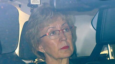 Andrea Leadsom, britische Ministerin für Parlamentsfragen, verlässt die Parlamentsgebäude in Westminster. Leadsom ist zurückgetreten.