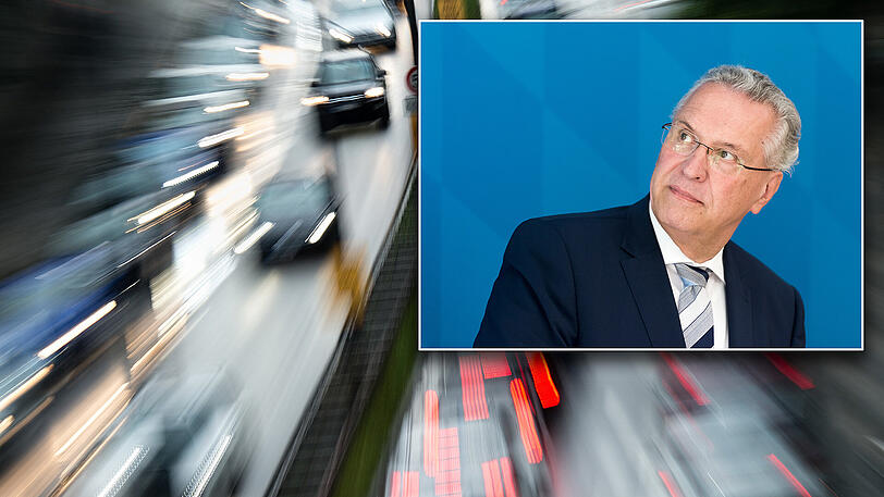 Stau am Isarring: Den gibt es in München &ndash; nach der Sommerpause &ndash; inzwischen täglich. Im kleinen Bild: Bayerns Innenminister Joachim Herrmann (CSU).