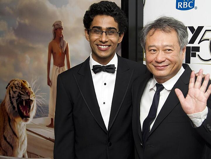 Regisseur Ang Lee (r.) und Hauptdarsteller Suraj Sharma bei der Premiere von "Life of Pi" in New York
