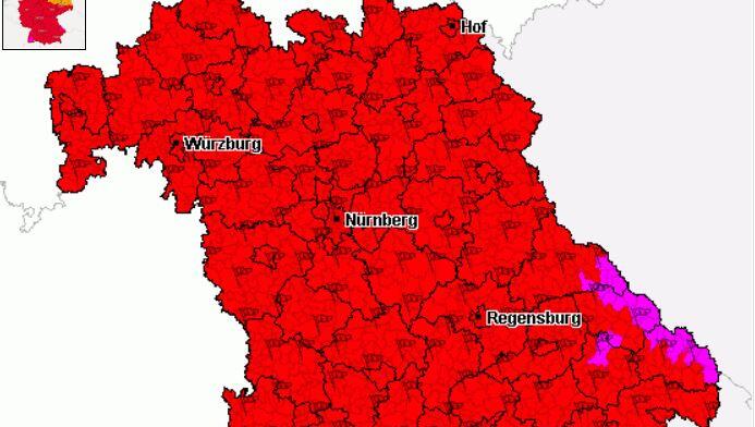 Die Unwetterwarnung am Sonntag bestand für den gesamten Freistaat. Die Unwetterwarnung am Sonntag bestand für den gesamten Freistaat.
