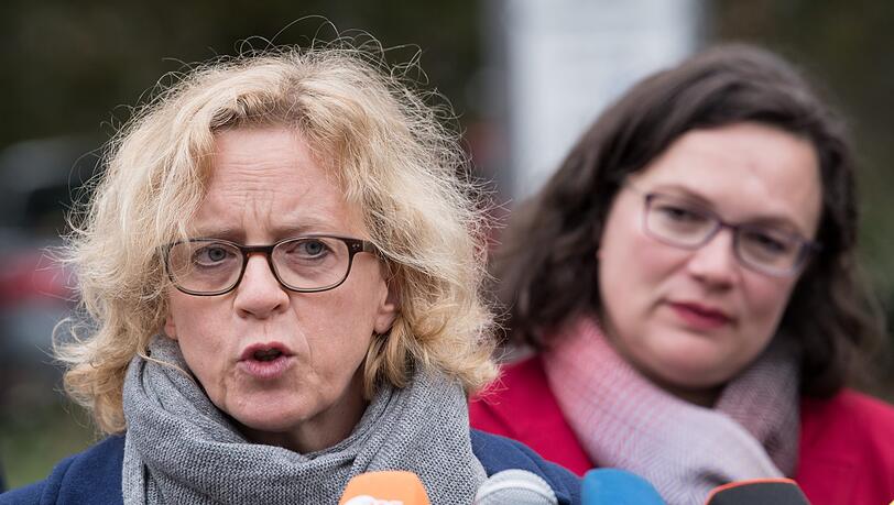 &bdquo;Die SPD-Anliegen sind richtig, egal wer die CDU führt&ldquo;: Natascha Kohnen (l.) mit Andrea Nahles.