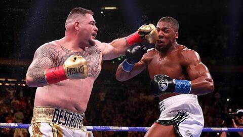 Anthony Joshua (r) unterlag überraschend gegen Andy Ruiz Jr. und verlor seine Titel.