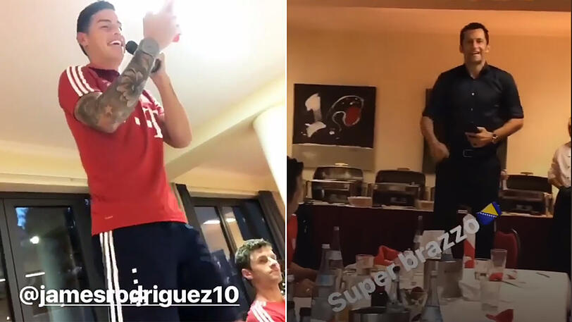 Große Sänger in spe? James Rodríguez und Hasan Salihamidzic.