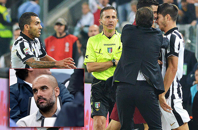 Hitzköpfe in einem hitzigen und umstrittenen Spiel: Konstantinos Manolas vom AS Rom und Alvaro Morata von Juventus Turin Stirn an Stirn.