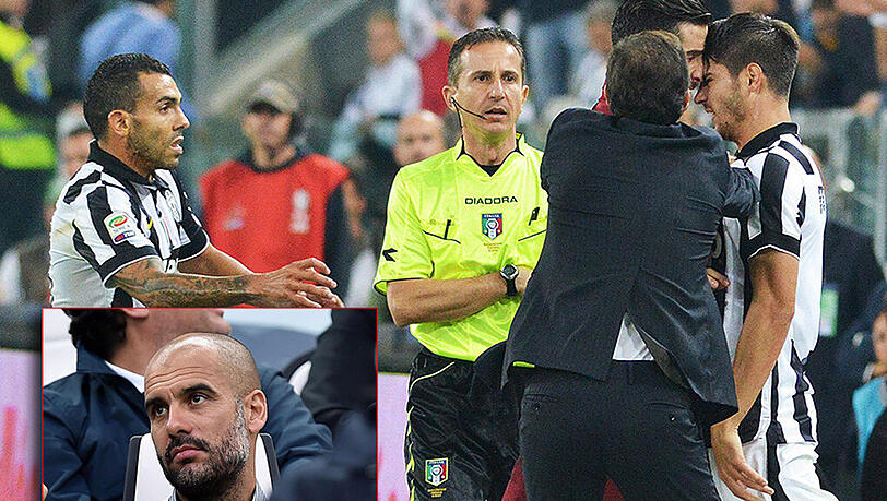 Hitzköpfe in einem hitzigen und umstrittenen Spiel: Konstantinos Manolas vom AS Rom und Alvaro Morata von Juventus Turin Stirn an Stirn. Hitzköpfe in einem hitzigen und umstrittenen Spiel: Konstantinos Manolas vom AS Rom und Alvaro Morata von Juventus Turin Stirn an Stirn.